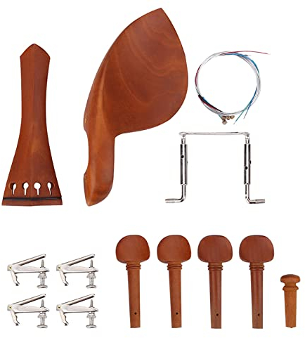 VGEBY Geigenbeschläge-Set, 1 Set, Jujube-Holz, Geigenteil-Zubehör, 4/4-Geigenbeschläge, Kinnhalter, Wirbel, Saitenhalter, Stimmgeräte, Endpin, Saite für die Reparatur von Geigen, VGEBYHVK91CQU2E-02