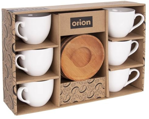 WHITELINE Ensemble de tasses à café en porcelaine pour 6 personnes | Set de tasses à café en porcelaine avec soucoupes, 100 ml 6 pièces en blanc |