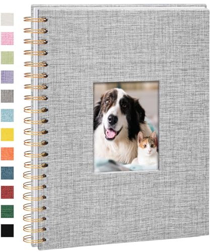 Vienrose Fotoalbum zum Selbstgestalten 28x20,5 cm, säurefreie | 40 Blätter 80 Weißen Seiten, DIY Scrapbook Spiralalbum, Leinen zum Einkleben für Hochzeit Baby Familien Jahrestag Geburtstag
