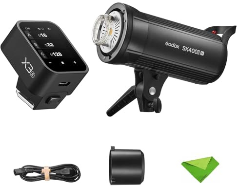 Godox SK400IIV 400Ws Strobe Studio Flash + Godox X3-S Trigger pour Sony, GN65 5600K 2.4G avec Lampe de modélisation LED Bowens Mount Monolight Strobe Light pour Studio, etc.