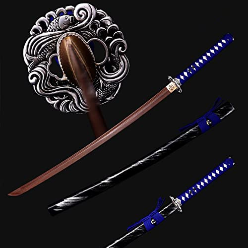 TIAYKO Katana aus Holz,Klinge aus natürlichem Rosenholz,handgefertigtes Bokken,Scheide mit Sprühfarbe aus Massivholz,103 cm Samurai-Schwert für Cosplay,Iaido,Kendo,Geschenke