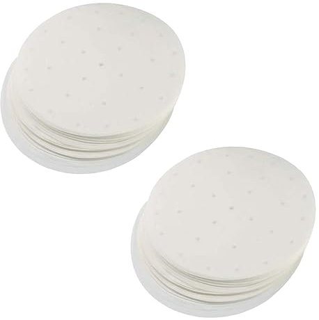 200 Pcs Bamboo Steamer Paper Perforated Parchment Round Air Fryer Liner 8 Inch Non Stick Air Fryer Paper for Air Fryer Baking Cookies Cooking Bamboo Steamer