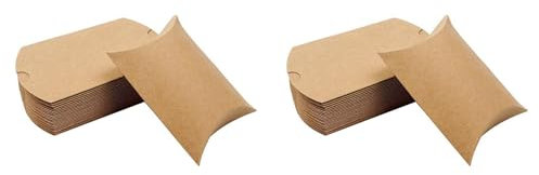 Piuusngy 200 Stück Kraftpapier-Kissenschachteln, Süßigkeitenschachteln mit Bindfaden, Weihnachts- und Halloween-Hochzeitsgeschenkverpackungsschachteln
