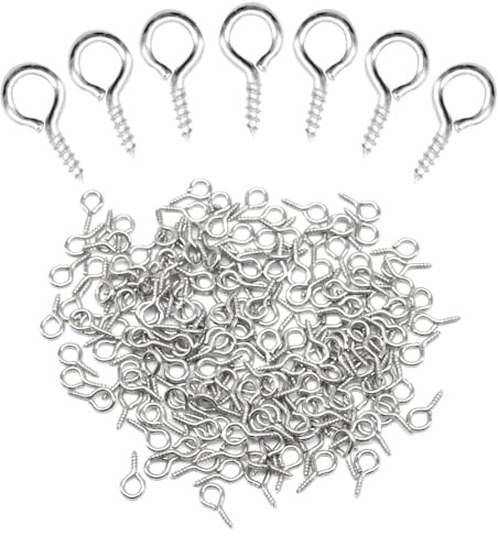 Ruidee YJY-0 - 300 perni a occhiello a vite, 13,2 x 6,6 mm, piccoli, in metallo, autofilettanti, per legno, gioielli fai da te