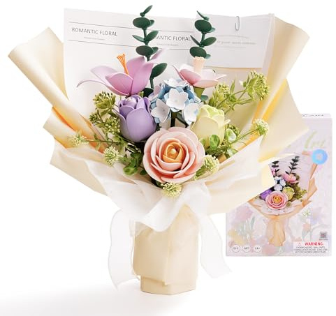 ROBOTIME 3D Puzzle Erwachsene Blumen: Blumen Modellbausatz DIY Blumenstrauß Basteln Künstlerische Handwerk Modell Kits Geschenke für Frauen zum Valentinstag Geburtstag Dekoration AF01J