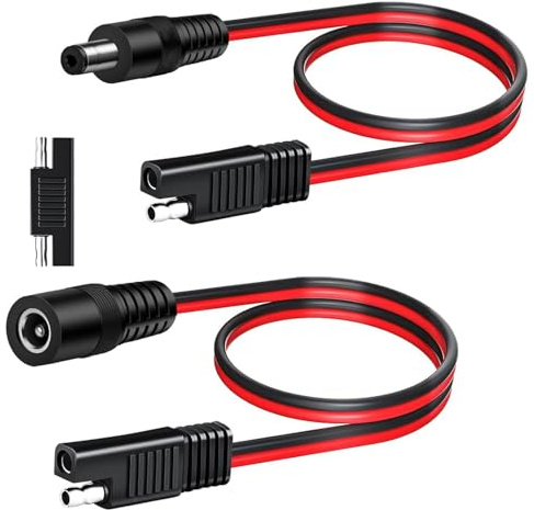 RUNCCI-YUN 2 Pezzi 14AWG a DC Connettori Cavo, DC 5,5x2,5mm Spina 12V Connettore di Alimentazione per Pannelli Solari e Batterie (60cm/1Paio)