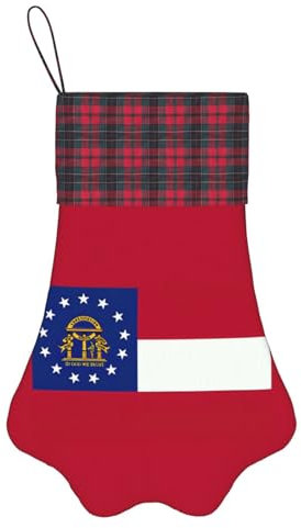 LNNIUK Weihnachtsstrumpf mit Georgia-Staatsflagge, Weihnachtsstrumpf, Rentier-Design, groß, 17 Familien-Urlaubsdekorationsstrümpfe