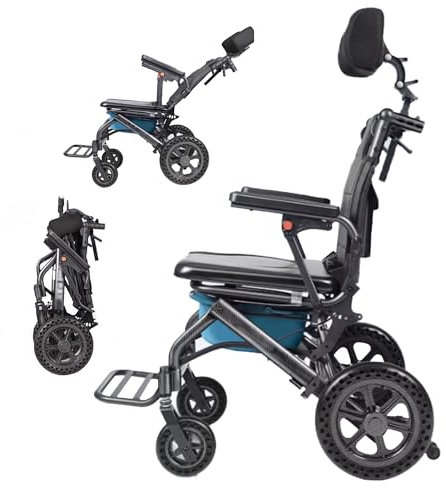 Commode Toilet Chair on Wheels for Elderly Wheelchair with Adjustable Backrest in Four Positions up to 150° Light Weight Shower Chairs Wheelchair Bedside Commodes Chairs (Töpfchen)