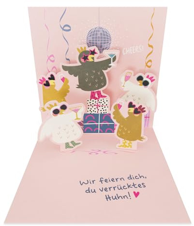 Grafik Werkstatt |Pretty Pop-Up Mini-Karte | dreidimensional | Geburtstag | verrücktes Huhn