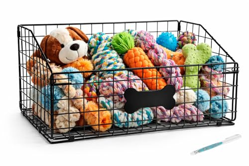 APITOS Panier indestructible pour chien – Boîte à jouet en métal pour salon – Panier de rangement pour nourriture