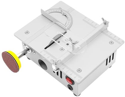 Mini sega circolare da 96 W: sega di precisione multifunzione portatile con 4 lame, alimentatore a 7 marce, lama per sega da 0,1 – 15 mm regolabile in altezza, linguetta di sicurezza, ideale per la