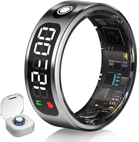 Lozltx 6.0 Smart Ring mit LED Screen【5ATM Wasserdicht】【6.0 ZJ Technologie - 0 Fehler】 Smartring für Männer und Frauen Ring Smart Ring Damen Fitnessring Smarter Ring Silber#8