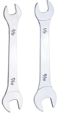 sourcing map 2pcs Double Open End Thin Wrench Set 3/8 7/16 1/2 9/16 SAE Super Thin Small Flat Head Wrench Mirror Polished Open Ended Spanner for Automotive Repair Furniture Assembly
