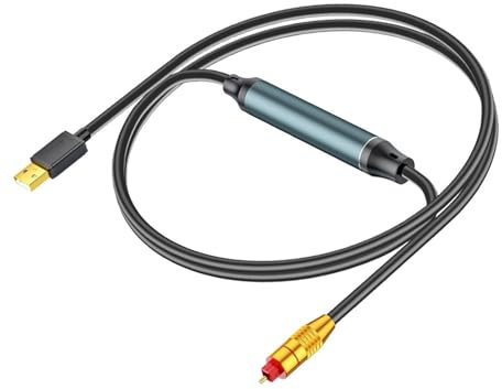 Câble convertisseur de port SPDIF USB A vers fibre optique SPDIF pour connexion d'ordinateur portable avec transmission de signal stable