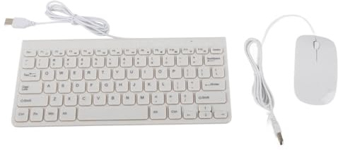 lvifloae Tastiera USB ultra sottile con cavo, tastiera sottile, mouse, set combo mouse ottico, mini compatto, plug and play per PC, laptop, ufficio, casa, lavoro, computer desktop (Bianco)