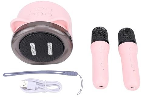 Nurnesy Mini Macchina per Karaoke Portatile - Suono Chiaro e Stabile con Doppi Microfoni per Feste in Casa