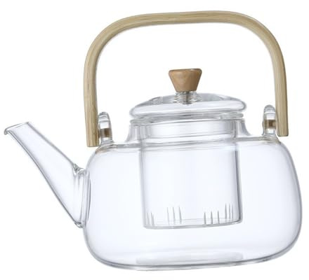 Cocoarm Bollitore da tè in Vetro Trasparente da 1000 Ml Teiera Piano Cottura Bollitore da tè in Vetro Borosilicato Sicuro con Infusore Rimovibile Piano Cottura Sicuro per Preparare