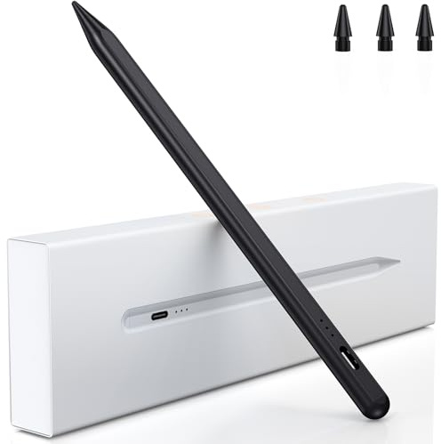 Pencil for iPad 2018-2025, 15 Minutes Fast Charging, Tilt Sensitivity, Palm Rejection, Stylus Pen Compatible with Apple iPad Pro 11/12.9/13, 11/10/9/8/7/6th Gen, Air 3-6, Mini 5/6- Black