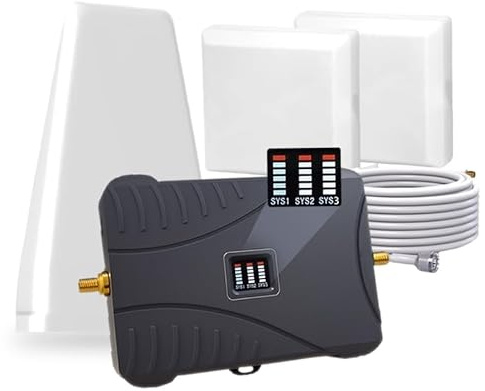 Cell Phone Booster, Cell Phone Signal Booster with 2 Indoor Panel Antennas for Band 66/2/4/5/12/17/13/25,Up to 8000 Sq.Ft,Boost 4G 5G LTE Data for All U.S. Carriers (Gray)