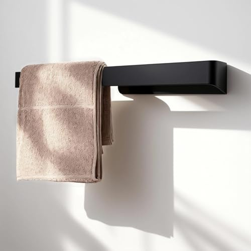 ATTEEFI Appendi Asciugamani Bagno, 37 cm Portasciugamani Parete Braccia, Nero, Braccio Singolo Barra Asciugamano, con Accessori di Montaggio, per Cucine e Bagni