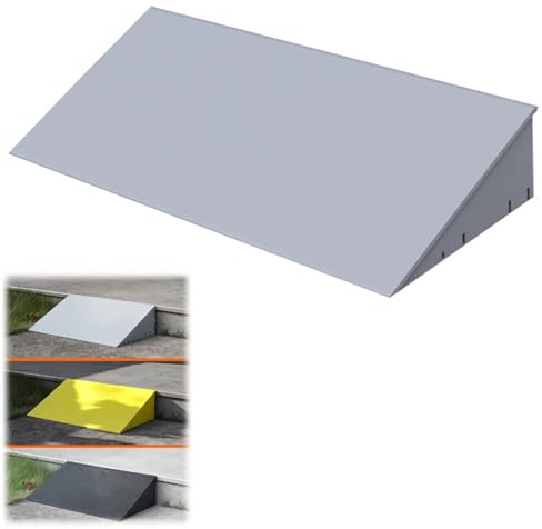 Rampa di Accesso in Plastica da 3 a 15 cm di Altezza,Rampe Portatili e Leggere per Vialetti, per Auto Basse,Motociclette,Sedie a Rotelle e Marciapiedi(Gray,50 x 35 x height 14cm)