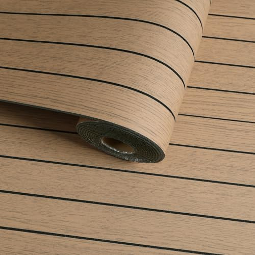 VaryFloral Paneles de madera de 30 cm x 500 cm, color marrón nogal claro, rayas 3D, paneles de pared de grano de madera, paneles de madera gruesos autoadhesivos, para dormitorio, sala de estar