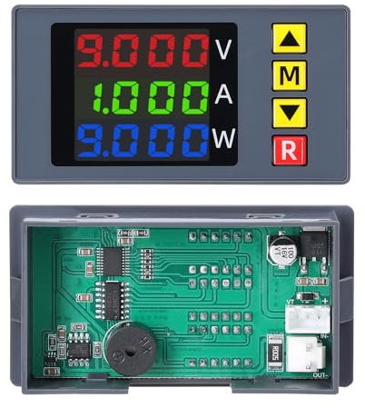 Pissente BM730 Misuratore di Tensione Corrente Corrente Voltmetro Digitale Amperometro Display da Pannello a 4 Cifre con Allarme Cicalino Regolazione Fine Misuratore di Plastica Compatto per Test (#2)