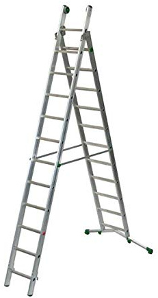 Echelle transformable aluminium 2 plans avec pied télescopique réglable de 83 à 128cm