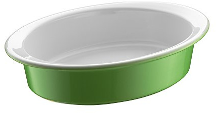 Berndes Pirofila Ovale Stoneware Ceramica per Arrostire e Servire 36x25 cm Verde e Bianco