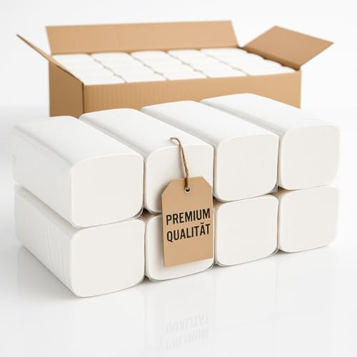 Papierhandtücher 2-lagig hochweiß, 4.000 Blatt, 25 × 21 cm, ZZ-Falz, Zellstoff, saugstark & fusselfrei – Premium Falthandtücher von Hygienical für Papierspender, Gewerbe, Gastronomie & Großverbrauch