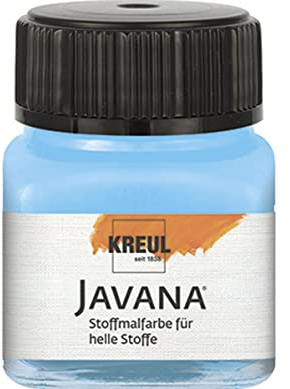 KREUL 90942 - Javana Stoffmalfarbe für helle Stoffe, 20 ml Glas in hellblau, geschmeidige Farbe auf Wasserbasis mit cremigem Charakter, dringt fasertief ein, waschecht nach Fixierung
