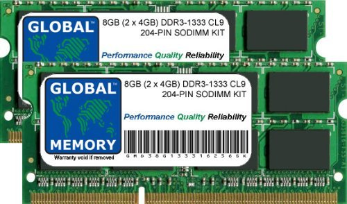 GLOBAL MEMORY 8GB (2 x 4GB) DDR3 1333MHz PC3-10600 204-PIN SODIMM Memoria RAM Kit para MACBOOK Pro (PRINCIPIOS DE/Finales DE 2011)
