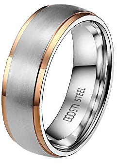 DOOSTI Partnerring/Trauring Sunshine - Bicolor Chirurgischer Edelstahl mit Gratis Gravur