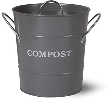 Garden Trading 3.5L Compost Bucket Crafted in Powder Coated Steel - Colour Grey