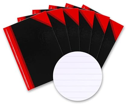 Bantex Notizbuch A6 liniert, 192 Seiten, 70 g/m², Hardcover, schwarz, 6 Stück
