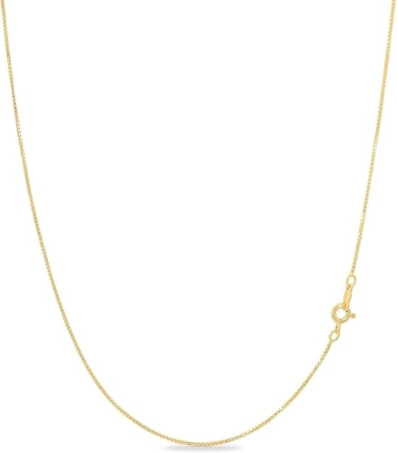 KEZEF 18kt Yellow Gold Plated 925 Sterling Silver 1mm Box Chain Necklace for Women, Thin & Sturdy Italian Chain, 26 Inch