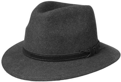 LIERYS Apennin Rollhut Traveller Form Wollfilzhut Velourslederband Wasserabweisend Atmungsaktiv Herren Ganzjährig Made in Italy anthrazit 55 cm
