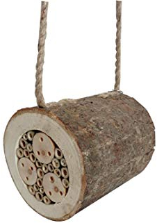 Dehner Natura Premium Insektenhotel Trentino, Insektenhaus / Nistkasten für Bienen/Schmetterlinge/Käfer, Ø 15 cm, Länge 17.5 cm, Pappelholz, beige/braun