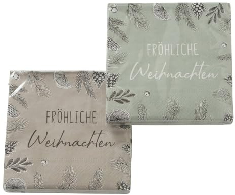 2 x 20 Servietten Weihnachten Weihnachtsservietten Pinus 'Fröhliche Weihnachten' - 33 x 33 cm