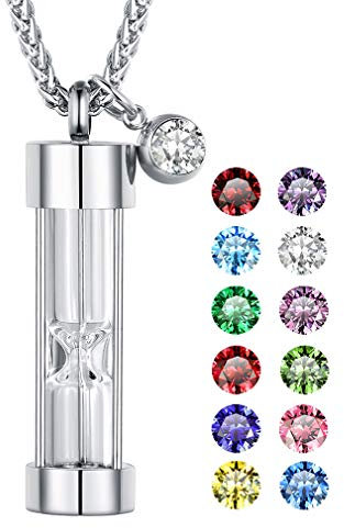 FaithHeart Edelstahl Sanduhr Anhänger für Einäscherung personalisierte Sanduhr Anhänger für Haar Behäler
