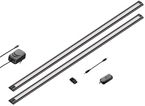 ledscom.de 2er Set LED Unterbau-Leuchte SIRIS schwarz matt, mit Touch-Dimmer, flach, je 90cm, je 963lm, warmweiß