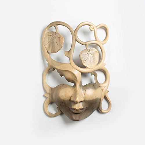 Rikmani Wanddekoration Maske aus Vollholz handgearbeitete Wand Deko - Wandskulpturen Maske aus Holz - Holzmaske Holzmaske AGAMENT
