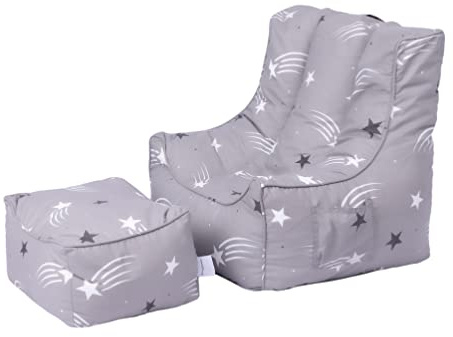 Ready Steady Bed Kinder-Sitzsack, bequemer und ergonomischer Sitzsack mit Fußstütze Sternenmotive