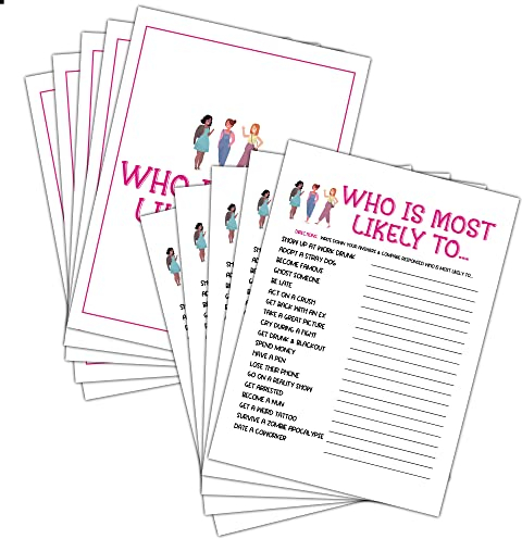 Girls Night Party Game - Ladies Night Party Games - Who I Most Likely To Game Pack - Fun Girls Night In/Girls Night On - Bridal Shower or Bachelorette Party Game - Games for Adults - 30 Game Cards