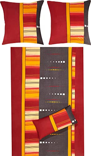 Erwin Müller Bettwäsche Single-Jersey rot-gelb-anthrazit Größe 1x 135x200 cm + 1x 40x80 cm