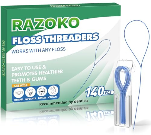 Dental Floss Threader Floss Tooth Floss Holders for Braces,Bridges and Implants |140PCS (Pack of 2)