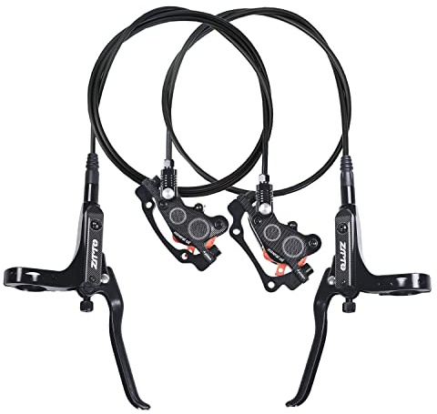 ThinkTop Bike Hydraulische Scheibenbremse mit 4 Kolben, CNC-Bearbeitung, MTB, Fahrrad, Öldruck, 4-Kolben-Fahrradbremssattel, links (vorne) 800/rechts (hinten) 1400 mm (schwarz)