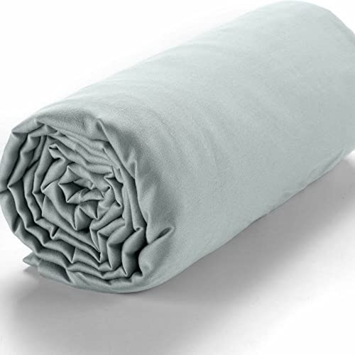 Drap Housse 140x190 en Satin de Coton 105 Fils Celadon - Bonnet 30 - Linge de lit Premium 100% Satin de Coton