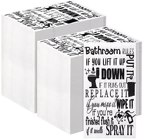 200 Pcs Bathroom Disposable Napkins Guest Paper Towels Bathroom Rules Etiquette Disposable Hand Towels for Room Wedding Birthday Anniversary Supplies