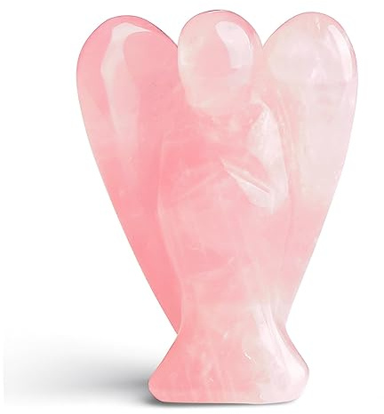 XIANNVXI 2 Crystal Angel Rose Quartz Healing Crystals Guardian Angel Natural Hand-carved Gemstones Stones Reiki Protection Crystal Gifts